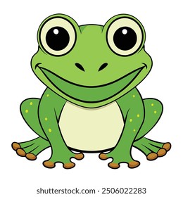 cute frog on white background. animal cartoon vector illustration