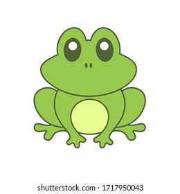 Cute Frog with Outline Vector Illustration