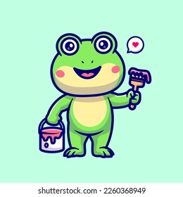 Cute Frog Painting Cartoon Vector Icon Illustration. Animal
Nature Icon Concept Isolated Premium Vector. Flat Cartoon
Style