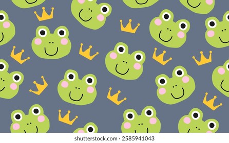 Cute frog pattern background vector design