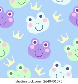 Cute frog pattern background vector design