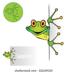 Cute Frog Peeking - Vector Illustration