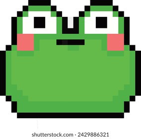 Dibujo de la rana linda en 8 bit pixel art. Animal para el activo del juego y patrón de punto de cruz en ilustración vectorial.