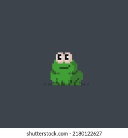 cute frog in pixel art style