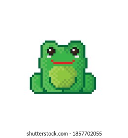Cute frog pixel art. Vector picture.