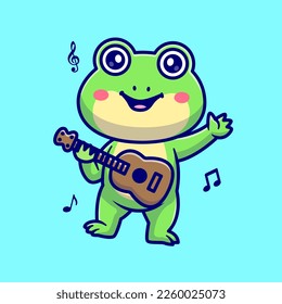 Cute Frog Playing Guitar Cartoon Vector Icon Illustration.
Animal Music Icon Concept Isolated Premium Vector. Flat
Cartoon Style