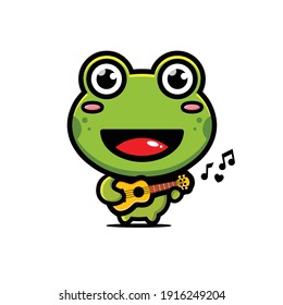 cute frog playing the ukulele