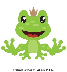 Cute frog prince  vector cartoon children book illustration