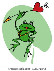 Cute frog princess with an arrow