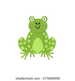 Cute frog print for kids. Funny character isolated element in childish style. Vector illustration