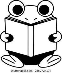 cute frog reading book, showcasing curiosity and joy in learning