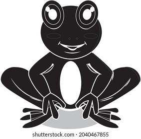 cute frog relaxing in front of the screen