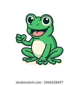 cute frog retro vintage cartoon character vector illustration template design