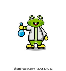 cute frog scientist cartoon animal