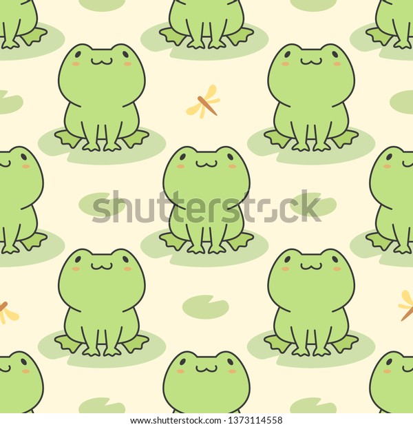 Cute Frog Seamless Pattern Background Stock Vector (Royalty Free ...