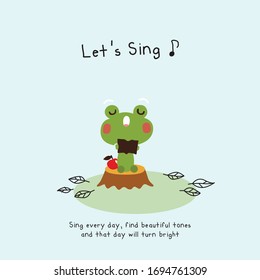 sapo adorable cantando el doodle