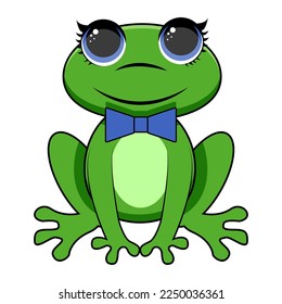 Cute Frog Sitting. Cartoon Vector Icon Illustration. Animal Love Icon Concept Isolated Premium Vector. Flat Cartoon Style