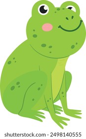 Cute frog sitting. Green wild nature animal