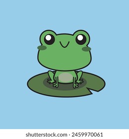 Netter Frosch sitzt in der Lilienpad-Vektorillustration