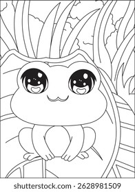 Cute Frog Sitting On Leaf Cartoon Coloring Pages For Kids