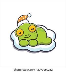 Cute frog sleep. Cute cartoon animal illustration. Cute cartoon animal illustration.
