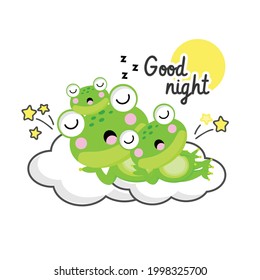 Cute Frog Sleeping On Cloud Family Stock Vector (Royalty Free ...