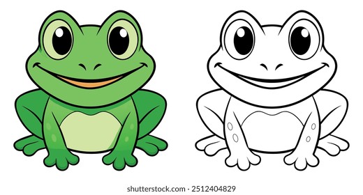 Cute Frog Smile Cartoon Coloring Page For Kids