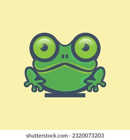 cute frog smile sitting. cartoon animal nature concept Isolated illustration. Flat Style suitable for Sticker Icon Design.EPS 10