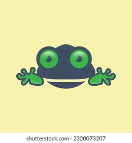 cute frog smile sitting. cartoon animal nature concept Isolated illustration. Flat Style suitable for Sticker Icon Design.EPS 10