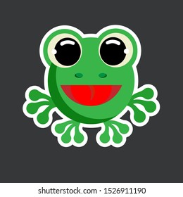 cute frog sticker template in flat vector style 
