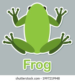 Cute frog sticker vector illustration for paper bookmark collection. Frog logo mascot in modern style. Frog pop art chic patches, pins, badges and stickers.