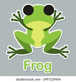 Cute frog sticker vector illustration for paper bookmark collection. Frog logo mascot in modern style. Frog pop art chic patches, pins, badges and stickers.