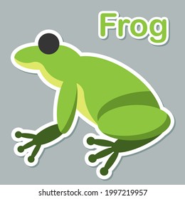 Cute frog sticker vector illustration for paper bookmark collection. Frog logo mascot in modern style. Frog pop art chic patches, pins, badges and stickers.