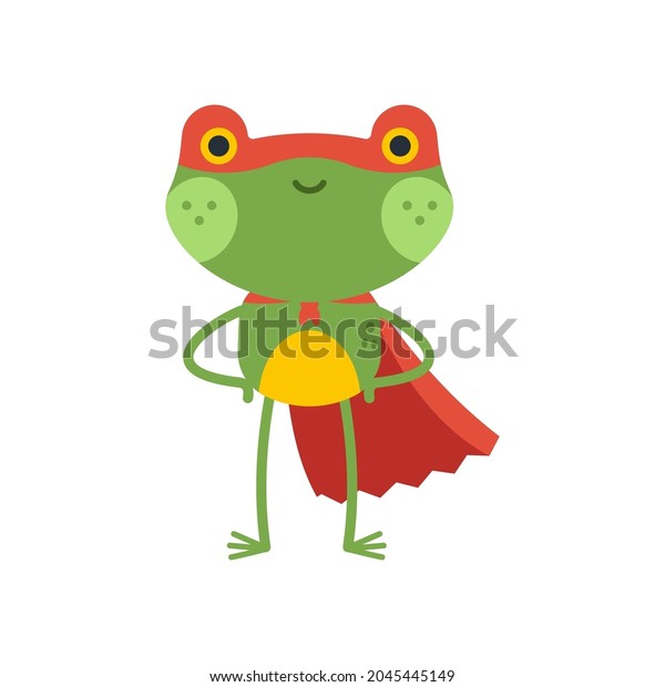 Cute Frog Superhero Costume Vector Cartoon Stock Vector (Royalty Free ...