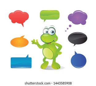 Cute Frog talking with speech bubbles