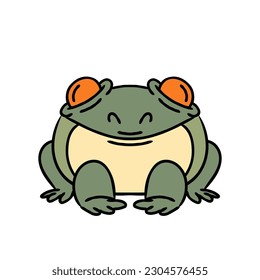 Cute frog or toad cartoon. Isolated on white vector illustration.