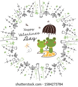 cute frog valentine couple vector set