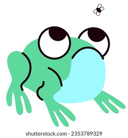 Cute frog vector cartoon illustration isolated on a white background. Sitting Frog In Flat Style