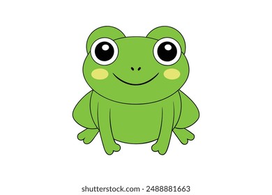Cute Frog Vector Illustration - Cartoon Line Art Clipart Design