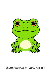 Cute Frog Vector Illustration - Cartoon Line Art Clipart Design