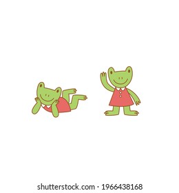 cute frog vector illustrations for kids celebrations. Can be used for kindergardens or kids photoalbums. Or celebrations 