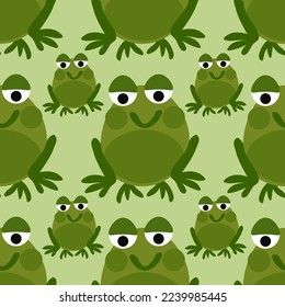 Cute Frog vector ilustration seamless patern.Great for textile,fabric,wrapping paper,and any print.Vintages style.