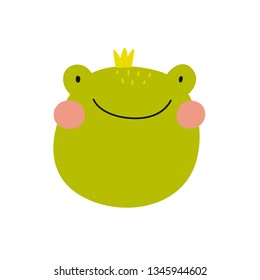 Cute frog vector print for baby.  Cartoon little frog vector illustration