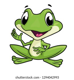 Cute frog waving hand
