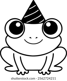 Cute frog wearing party hat, perfect for celebrations and fun