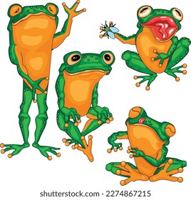 cute frogs with big lips animals cartoon collection funny cartoon design