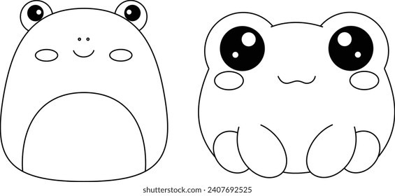 Cute Frogs Cartoon Coloring Page