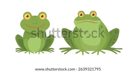 Cute frogs. Flat vector clipart, illustration with isolated background.