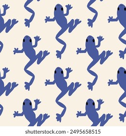 Cute frogs seamless pattern. Cute kawaii animal character. Vector background. Kids print