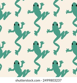 Cute frogs seamless pattern. Cute kawaii animal character. Vector background. Kids print